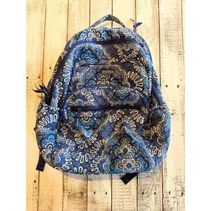 Vera Bradley Floral Quilted Blue Paisley Backpack Women's Adjustable Strap